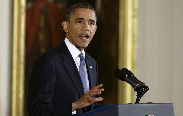 President Barack Obama makes an opening statement during his news conference on Wednesday, November 14, 2012, in the East Room of the White House in Washington. (AP/Charles Dharapak)