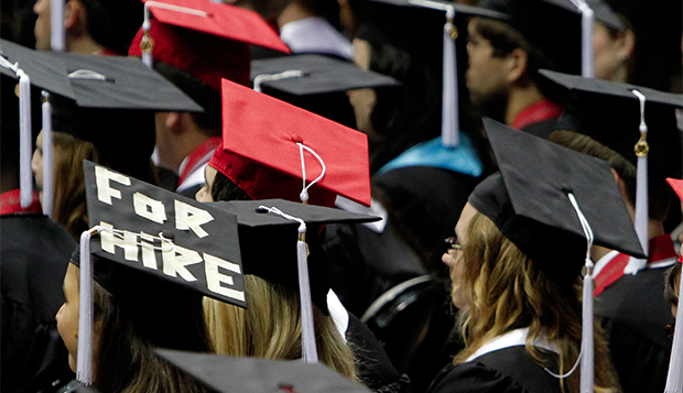 At a time when student loan debt has exceeded $1 trillion, fewer than 60 percent of college freshmen graduate within six years, and the wages of recent grads have declined by nearly 5 percent since 2007, it’s more important than ever that students make good decisions about where to go, what to study, and how to pay. (AP/Butch Dill)