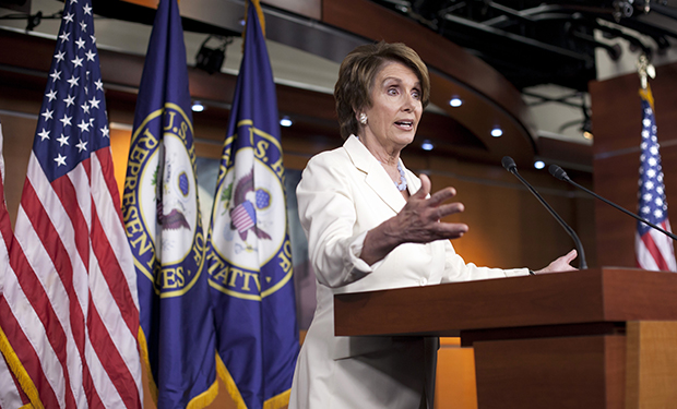 House Minority Leader Nancy Pelosi (D-CA) reflects on the Supreme Court decision upholding the Affordable Care Act, Thursday, June 28, 2012. By allowing women to make decisions based on their conscience on key matters of family and health, the act was a monumental victory for both women’s health and religious liberty. (AP/J. Scott Applewhite)