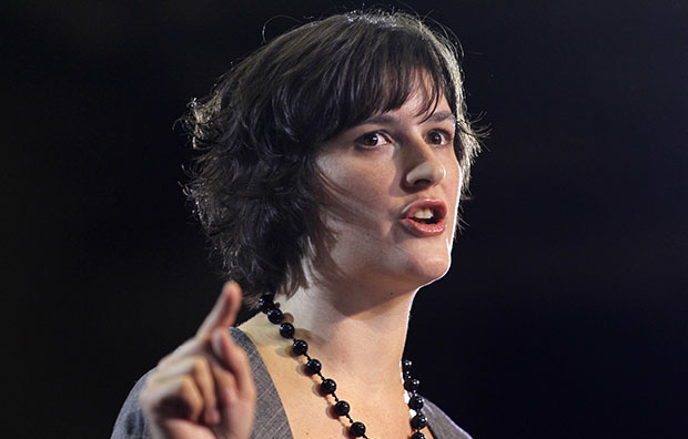 Sandra Fluke introduces President Barack Obama at a campaign event in Denver, Wednesday, August 8, 2012. Fluke is a Georgetown law student who inadvertently gained notoriety when talk show host Rush Limbaugh spoke disparagingly of her testimony before Congress on the issue of contraception and insurance coverage. (AP/Pablo Martinez Monsivais)