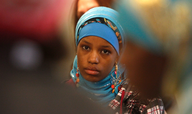 Barwako Abayle, an immigrant student from Burlington High School, listens during a meeting with lawmakers about racial inequality at her school on April 26, 2012 in Montpelier, Vermont. (AP/ Toby Talbot)