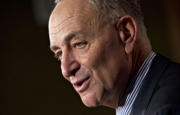 Sen. Charles Schumer (D-NY) speaks at a press conference on Capitol Hill in Washington, January 14, 2013. (AP/J. Scott Applewhite)