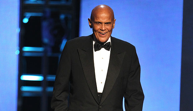 Harry Belafonte walks onstage to accept the Spingarn award at the 44th Annual NAACP Image Awards at the Shrine Auditorium in Los Angeles on Friday, February 1, 2013. (AP/Matt Sayles)