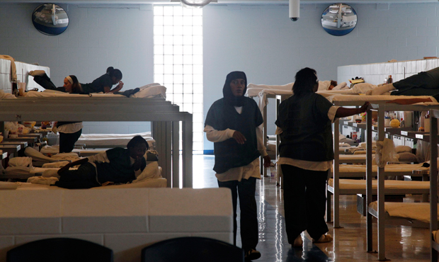 Inmates are seen at Integrity House, a transitional housing and residential treatment area for women incarcerated at the Hudson County Correctional Center in Kearney, New Jersey on August 2, 2011. (AP/Mel Evans)
