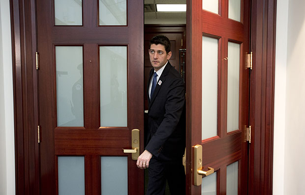 House Budget Committee Chairman Paul Ryan (R-WI) leaves a Republican caucus on Capitol Hill in Washington, Tuesday, January 1, 2013. (AP/Jacquelyn Martin)