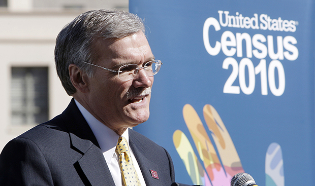 Former Census Bureau Director Robert Groves talks about filling out the 2010 Census forms during a news conference Monday, March 15, 2010, in Phoenix. (AP/Ross D. Franklin)
