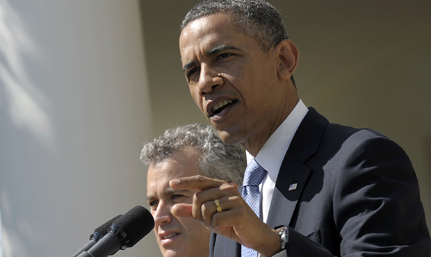 President Barack Obama, accompanied by acting Budget Director Jeffrey Zients, speaks in the Rose Garden of the White House in Washington, Wednesday, April 10, 2013, to discuss his proposed fiscal year 2014 federal budget. (AP/Susan Walsh)