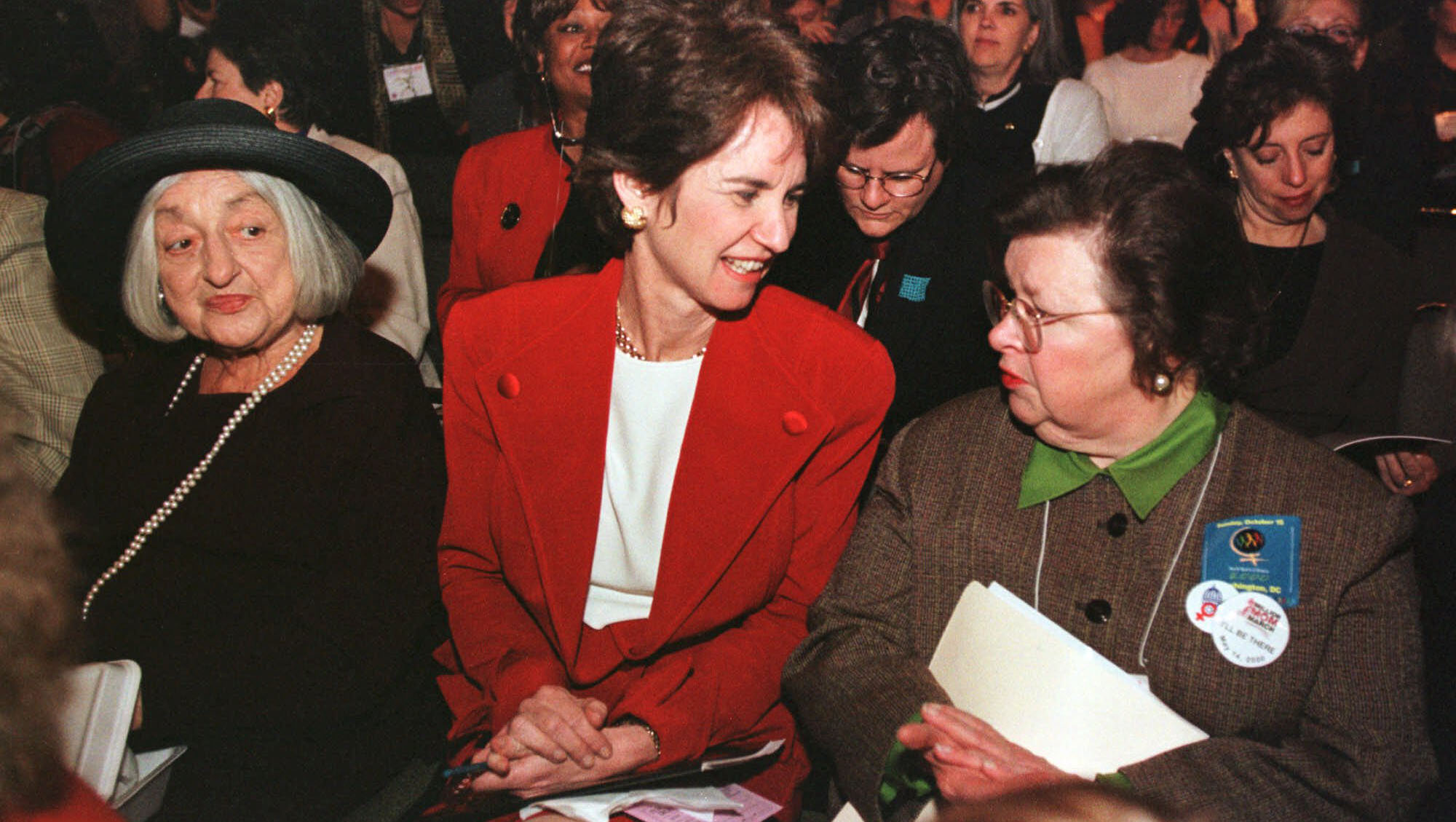 Feminist author Betty Friedan, left, is seen with former Lt. Gov. Kathleen Kennedy Townsend and Sen. Barbara Mikulski (D-MD) at the Feminist Expo 2000 in Baltimore. (AP/Gail Burton)