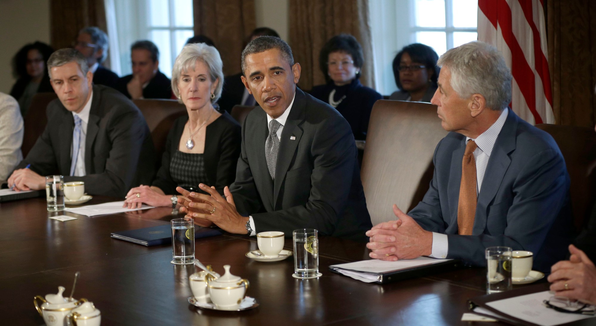 President Barack Obama speaks at the start of a cabinet meeting in the White House. Obama has been criticized for a lack of diversity in his cabinet. (AP/Pablo Martinez Monsivais)