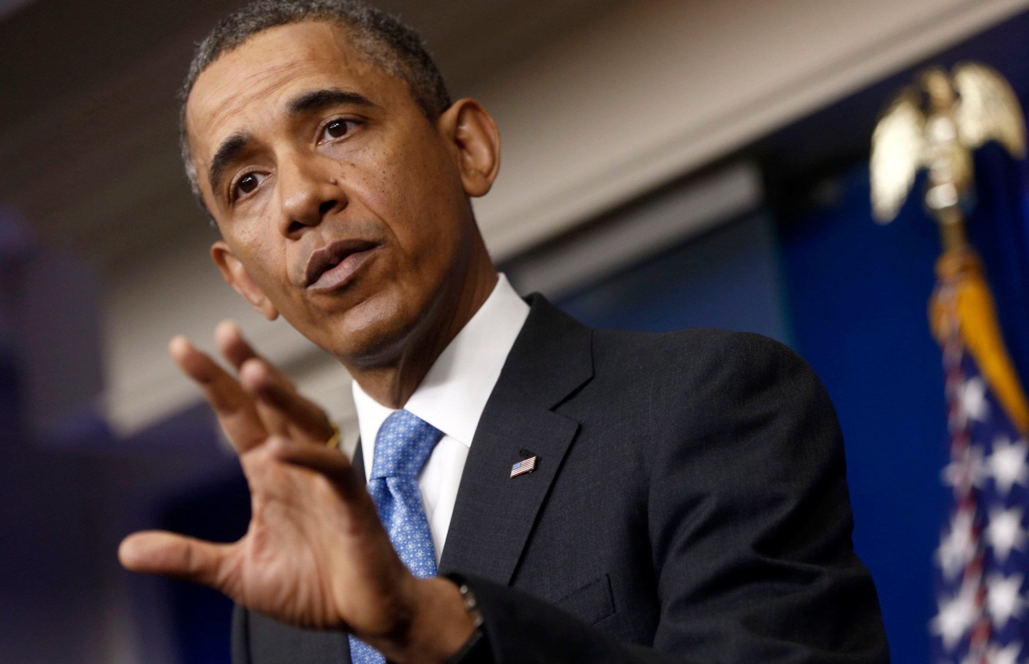 President Barack Obama answers questions about the alledged use of chemical weapons in Syria during a news conference in the White House. (AP/ Evan Vucci)