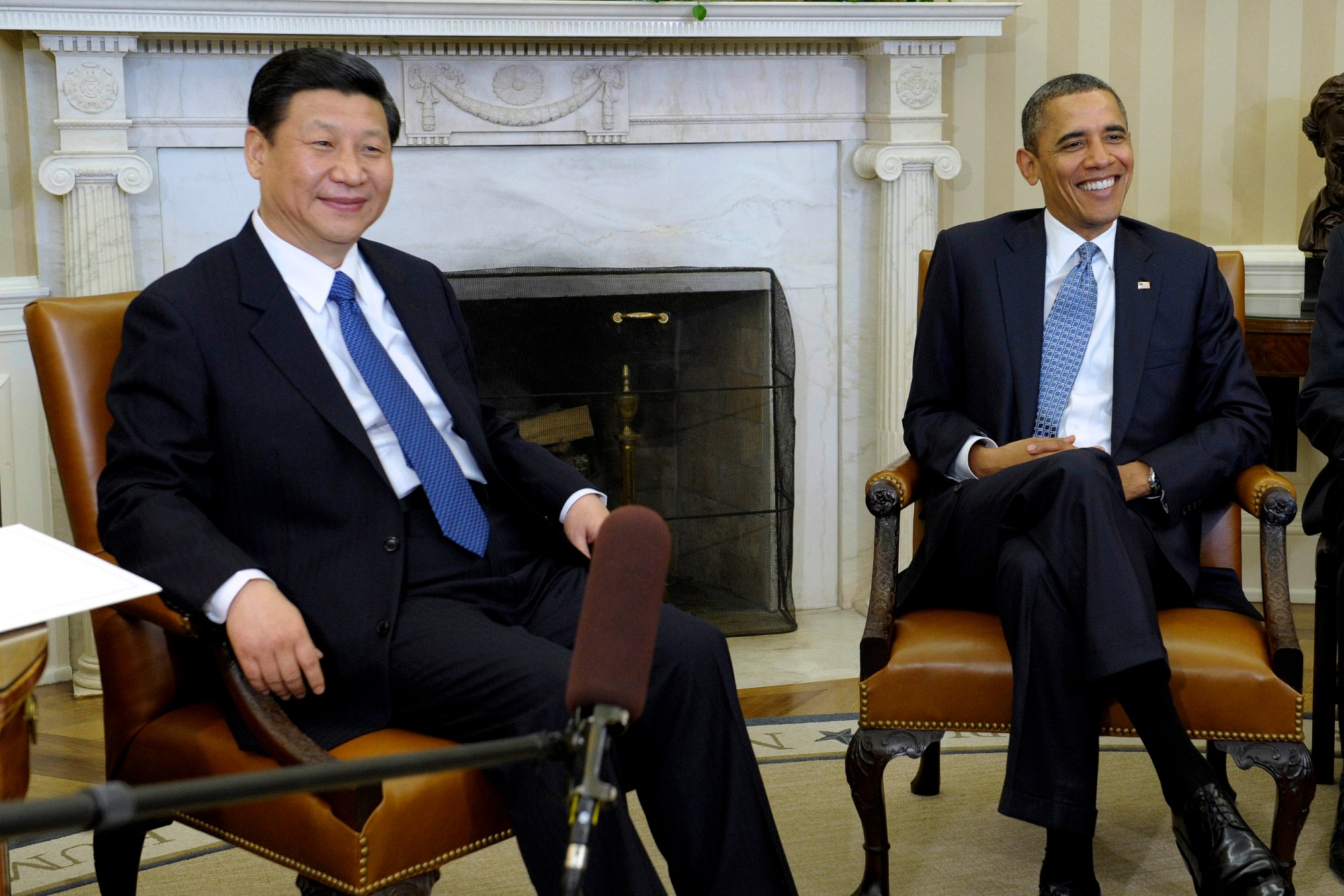 U.S. President Barack Obama meets with then-Chinese Vice President Xi Jinping in Washington on February 14, 2012. Obama and Xi, now Chinese president, face weighty issues when they meet at a private estate in California this month. (AP/Susan Walsh)