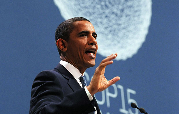 President Barack Obama speaks at the morning plenary session of the U.N. Climate Change Conference in Copenhagen, Denmark, December 18, 2009. While the Obama administration has done much to address climate change, it still needs to do much more. (AP/Susan Walsh)