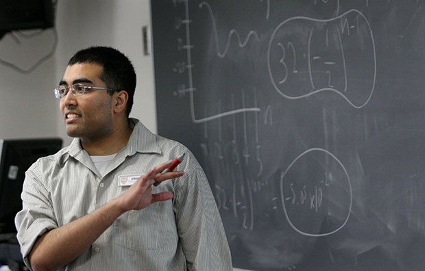 Hemant Mehta teaches his honors algebra two/trigonometry class at Neuqua Valley High School in Naperville, Illinois, May 4, 2010. The current governance of teacher training makes it difficult to improve education for students. (AP/Corey R. Minkanic)