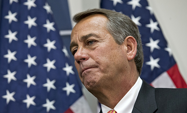 House Speaker John Boehner (R-OH) listens during a news conference on Capitol Hill in Washington, Wednesday, December 12, 2012. (AP/J. Scott Applewhite)