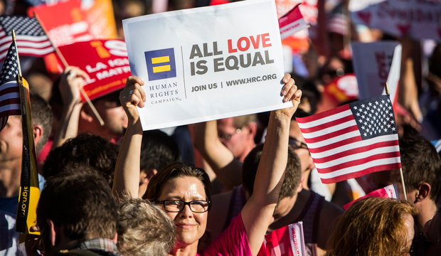 In this image released on Thursday, June 27, 2013, Human Rights Campaign President Chad Griffin speaks during a rally in West Hollywood, California, celebrating the historic rulings from the Supreme Court that Prop 8 is unconstitutional. (Bret Hartman/AP Images for Human Rights Campaign)