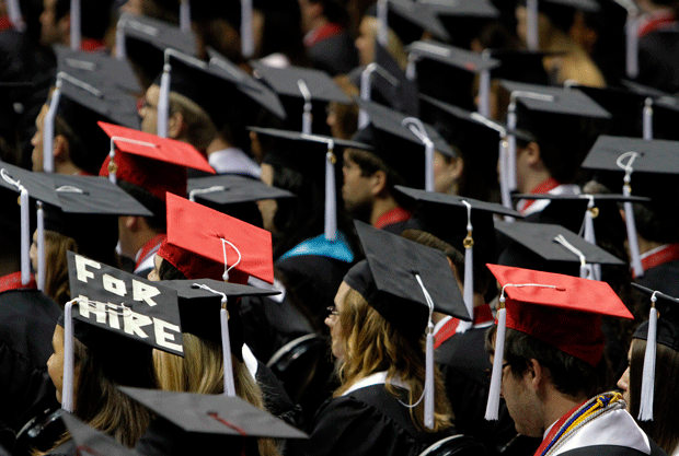 Students attend graduation ceremonies at the University of Alabama in Tuscaloosa, Alabama. (AP/Butch Dill)