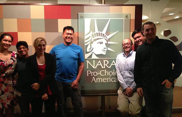 Members of NARAL Pro-Choice America, the National Queer Asian Pacific Islander Alliance, the National Asian Pacific American Women’s Forum, the Asian Pacific American Labor Alliance, and Asian Pacific Islander Queer Sisters sorted through thousands of postcards to be delivered to members of Congress in support of immigration reform. (NARAL Pro-Choice America)