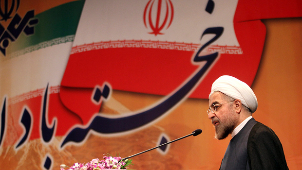 President Hassan Rouhani speaks at a conference in Tehran, Iran, Saturday, June 29, 2013. (AP/Office of the President-elect, Mohammad Berno)