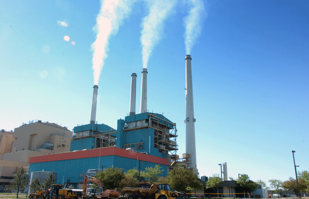 Smoke rises from the Colstrip Steam Electric Station in Colstrip, Montana. (AP/Matthew Brown)