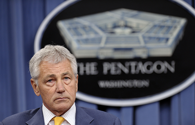 Defense Secretary Chuck Hagel listens during a news conference at the Pentagon, Wednesday, June 26, 2013. (AP/Susan Walsh)