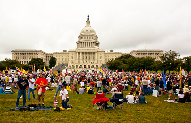 Tea Party protestors take part in an anti-tax march outside the Capitol in Washington, September 12, 2010. (Flickr/Bob Simmons)
