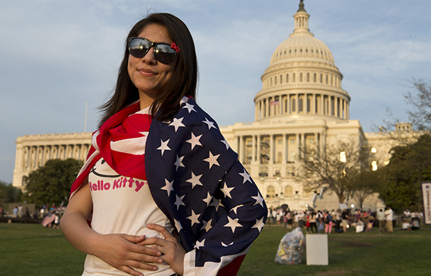 Felicia Esperanza, 19, of Woodbridge, Virginia, whose parents are from Mexico and El Salvador, poses for a portrait after attending the 