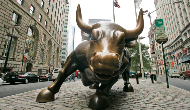 The charging bull in lower Manhattan is seen on Wednesday, October 18, 2006. (AP/Mary Altaffer)