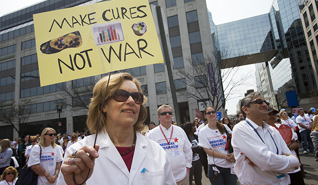 Lorraine Gudas, chair of pharmacology at Weill Cornell Medical College, and others, participate in a