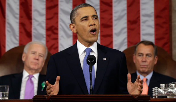 President Barack Obama gives his State of the Union address during a joint session of Congress on Capitol Hill in Washington, Tuesday, February 12, 2013. (AP/Charles Dharapak)