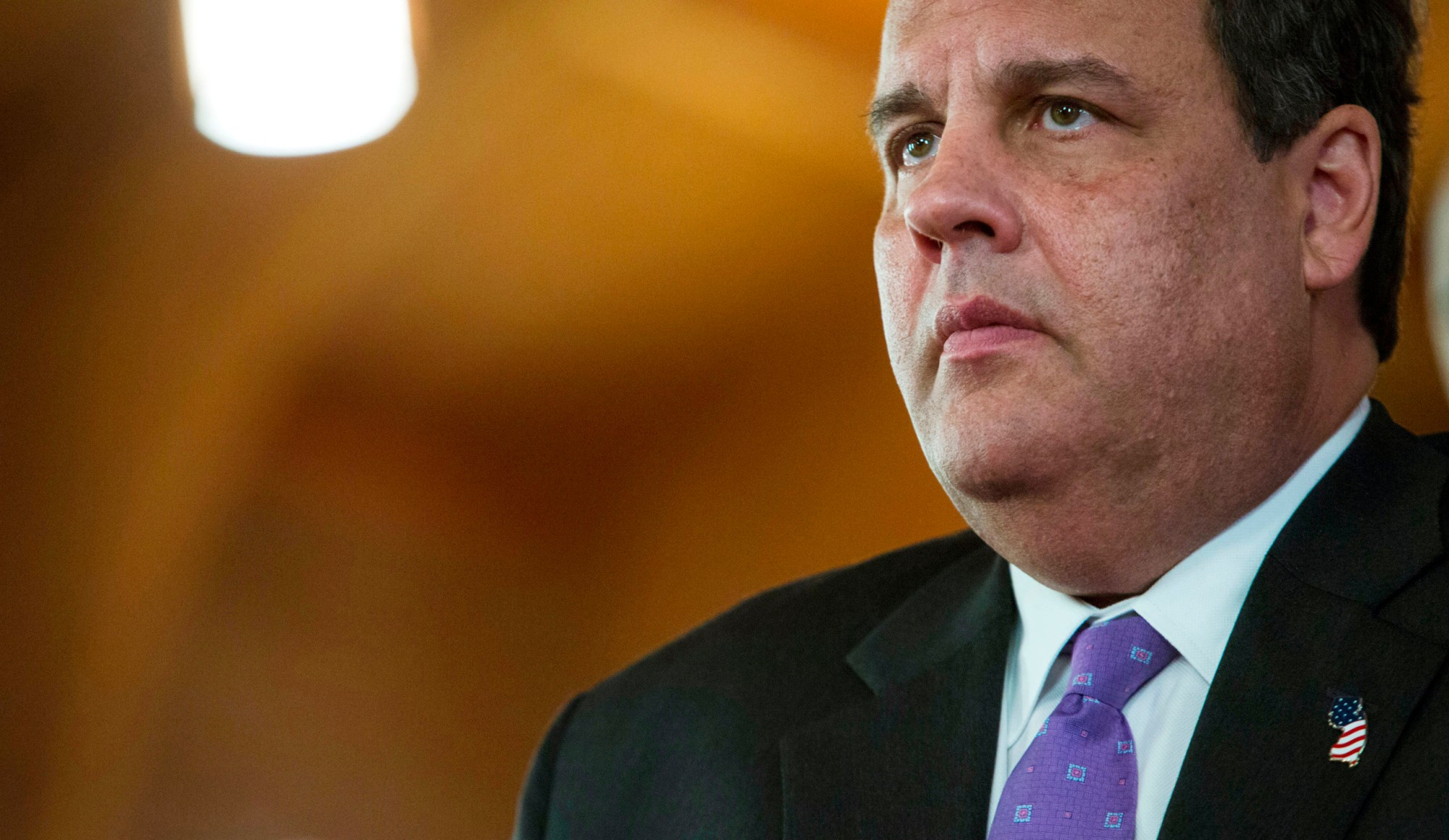 New Jersey Gov. Chris Christie attends a prayer service on the one-year anniversary of Superstorm Sandy. (AP/Eric Thayer)