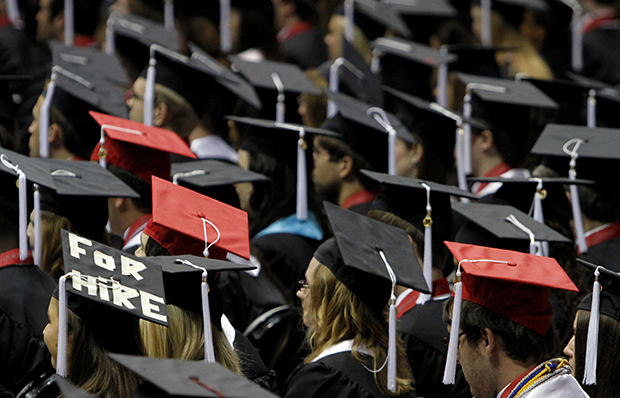 Students attend graduation ceremonies at the University of Alabama in Tuscaloosa, Alabama, August 6, 2011. (AP/Butch Dill)
