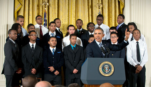 President Barack Obama gestures during an event in the East Room of the White House to promote his 