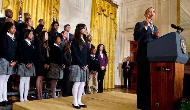 President Barack Obama speaks about his Promise Zones initiative in the East Room of the White House, January 2014. (AP/Jacquelyn Martin)