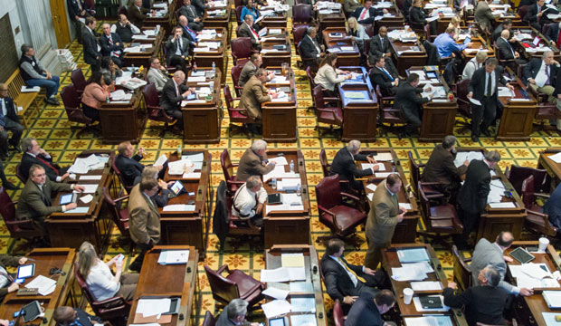 Tennessee House members participate in a debate about a bill to delay the implementation of Common Core standards in state schools in March 2014 (AP/Erik Schelzig)