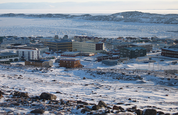 The town of Iqaluit, Canada, about 200 miles south of the Arctic Circle, is seen in February 2007. (AP/Beth Duff-Brown)