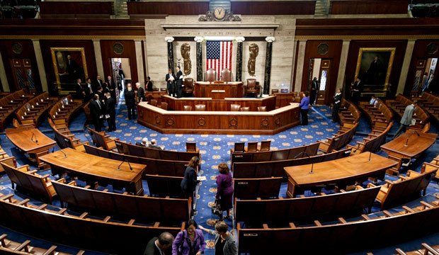 The chamber of the House of Representatives empties following a joint meeting of Congress on September 18, 2014. (AP/J. Scott Applewhite)