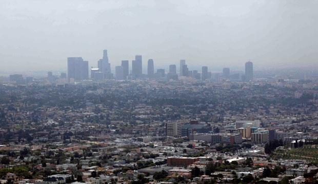 Smog covers downtown Los Angeles, April 2009. (AP/Nick Ut)