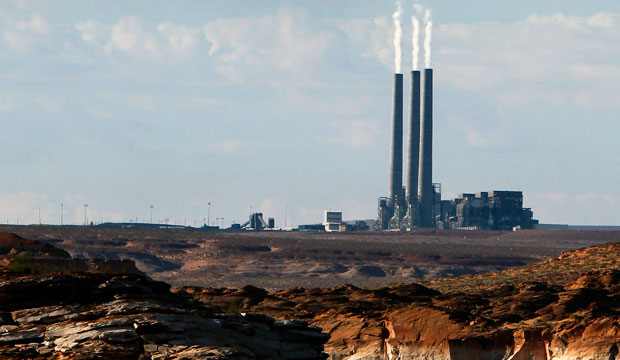 The main plant facility at the Navajo Generating Station, as seen from Lake Powell in Page, Arizona. (AP/Ross D. Franklin)