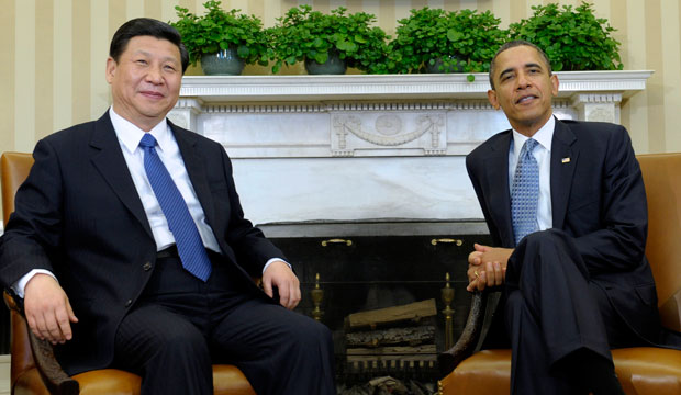 President Barack Obama meets with then-Chinese Vice President Xi Jinping in the Oval Office on February 14, 2012. (AP/Susan Walsh)