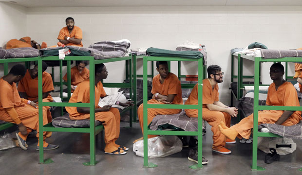 Inmates hang out on their bunks in a unit in the Harris County Jail for gay, bisexual, and transgender inmates in Houston, Texas. (AP/Pat Sullivan)
