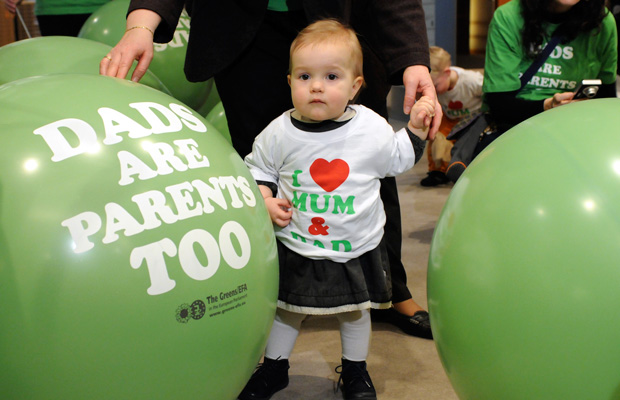 The European Union Committee on Women's Rights and Gender Equality hosts a meeting in Brussels to support paternity leave legislation at the European Parliament. (AP/Thierry Charlier)