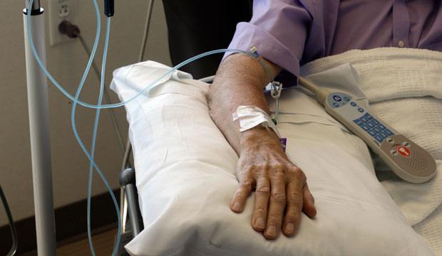 Chemotherapy is administered to a cancer patient at Duke Cancer Center in Durham, North Carolina. (AP/Gerry Broome)