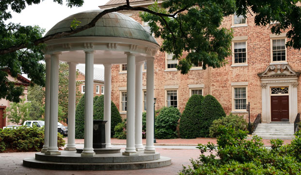 The inconic Old Well appears on the campus of the University of North Carolina at Chapel Hill. (Flickr/kobetsai)