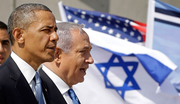 President Barack Obama and Israeli Prime Minister Benjamin Netanyahu tour the Iron Dome defense system in Tel Aviv on March 20, 2013. (AP/Pablo Martinez Monsivais)