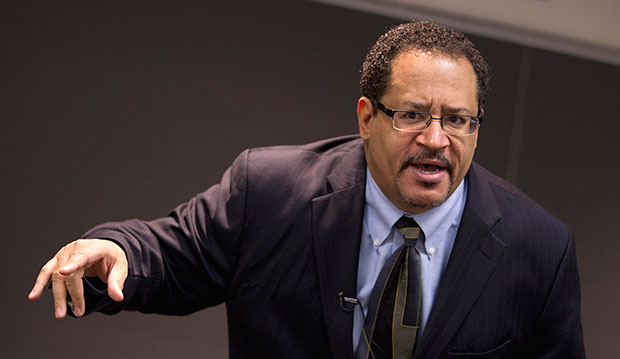 Professor Michael Eric Dyson teaches a sociology course at Georgetown University, November 2011. (AP/Evan Vucci)