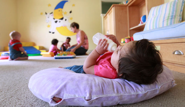 A toddler rests at the Sacramento Crisis Nurseries in Sacramento, California in April 2009. (AP/Rich Pedroncelli)