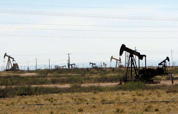 This April 2014 photo shows oil rigs in the Loco Hills field in Eddy County, New Mexico, one of the most active regions of the Permian Basin. (AP/Jeri Clausing)