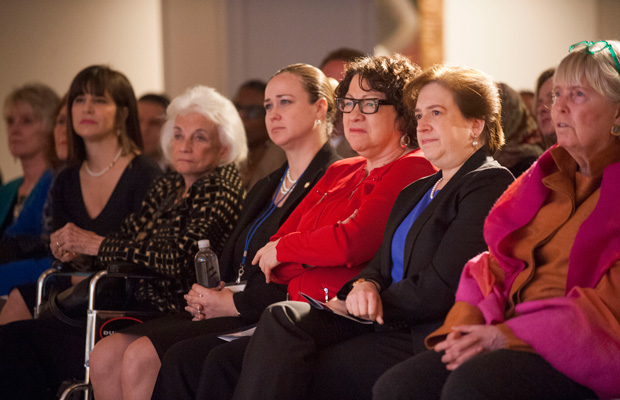 Supreme Court Justices Elena Kagan and Sonia Sotomayor sit with former Justice Sandra Day O'Connor and others at the Seneca Women Global Leadership Forum, April 2015, at the National Museum of Women in the Arts in Washington. (AP)