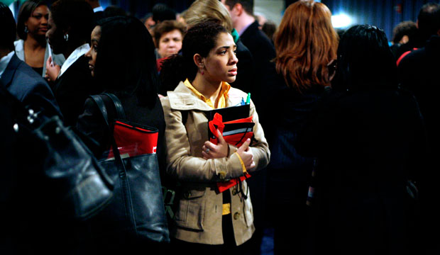 Job seekers make their way through the large crowd at the Women For Hire Career Expo in New York City in 2009. (AP/Seth Wenig)