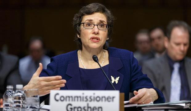 Bureau of Labor Statistics Commissioner Erica L. Groshen breaks down the latest employment data for the Joint Economic Committee in April 2014. (AP/J. Scott Applewhite)